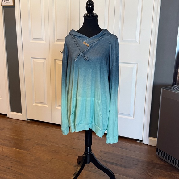 Gradient Blue Women's Hoodie - Picture 7 of 9